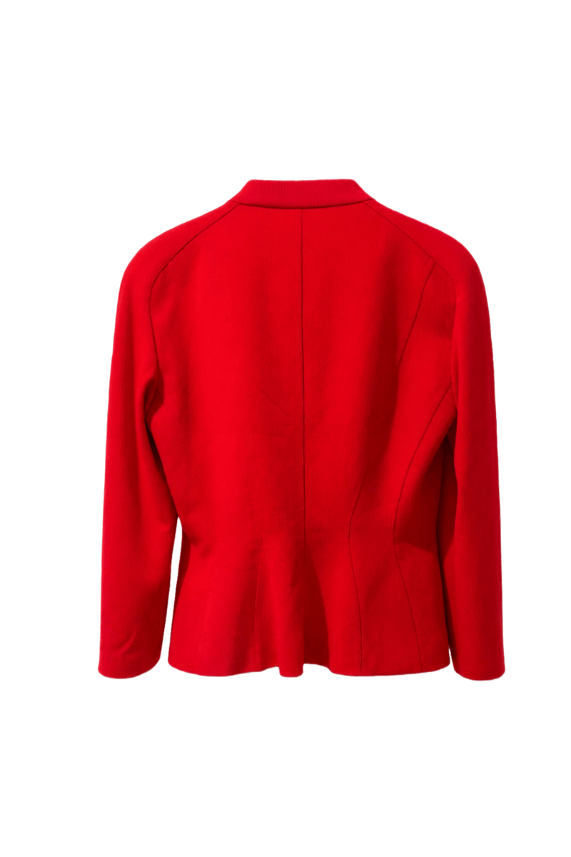 1990s Bright Red Polyester Jacket - Back View