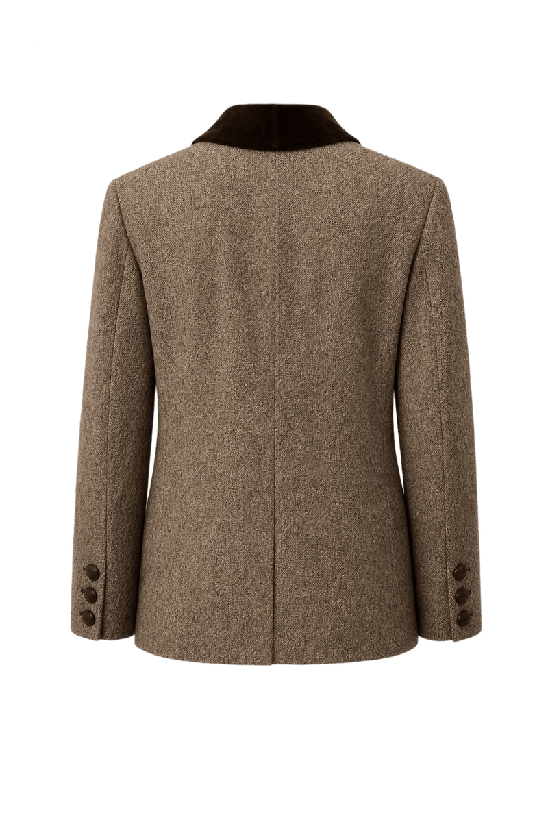 1970s Brown Wool Blend Blazer - Back View