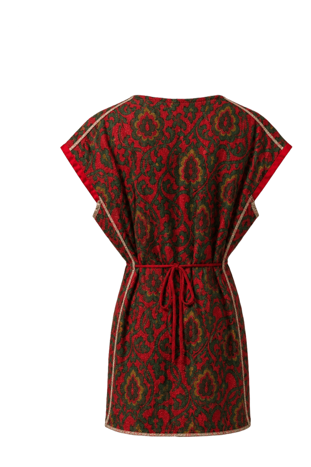 1970s Red Wool Blend Shift Dress - Back View