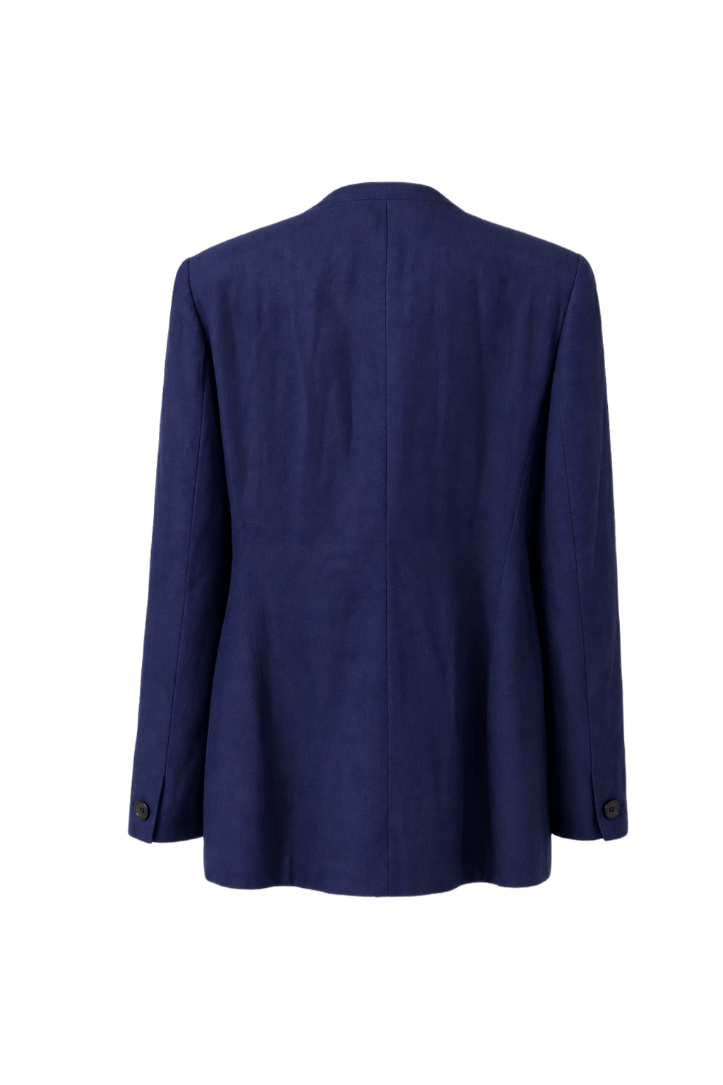 1980s Navy Blue Wool Blend Blazer - Back View