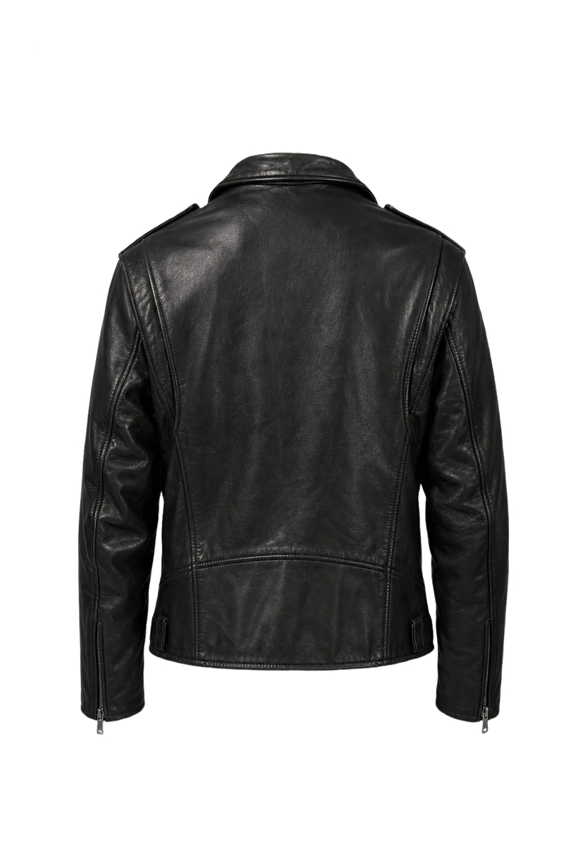 1970s Black Leather Mens Leather Jacket - Back View