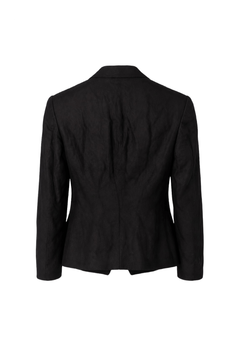 1980s Black Wool Blend Blazer - Back View