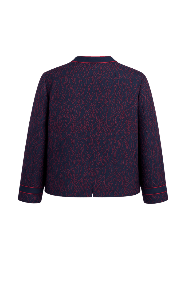 1960s Navy Blue Polyester Jacket - Back View