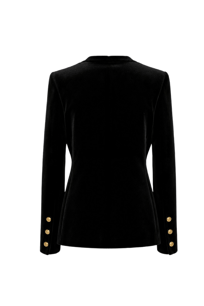 1980s Black Velvet Blazer - Back View