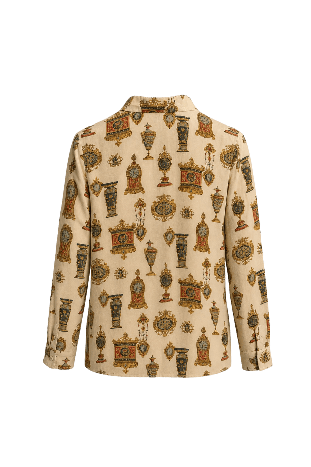 1980s Cream Polyester Blend Blouse - Back View