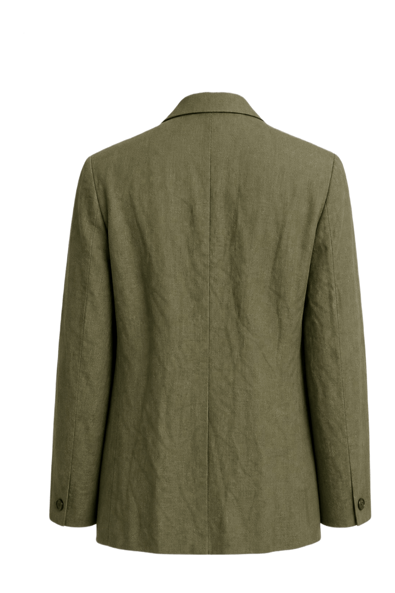 1980s Green Wool Blend Blazer - Back View