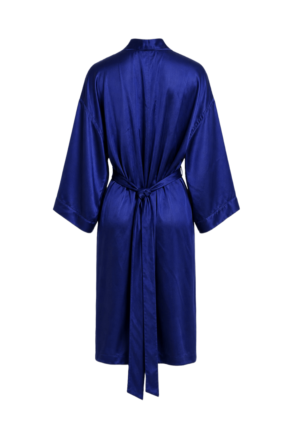 1980s Deep Blue Silk Robe - Back View