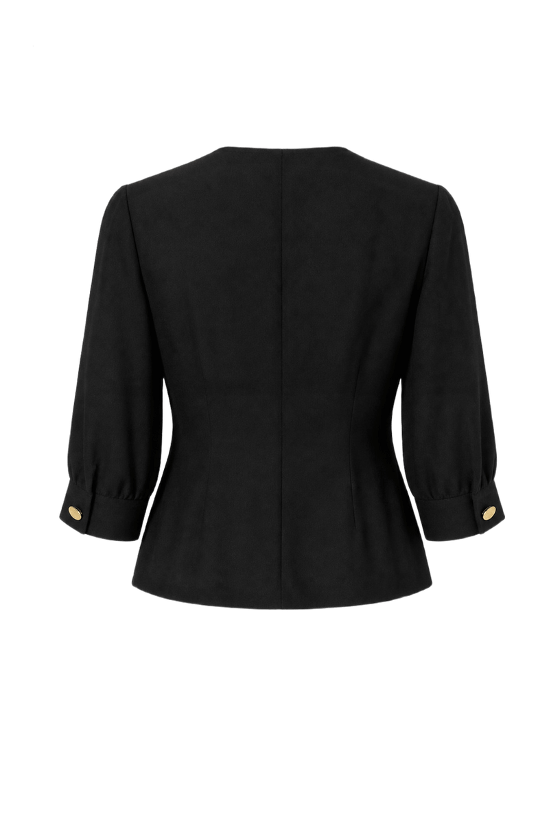 1980s Black Wool Blend Jacket - Back View