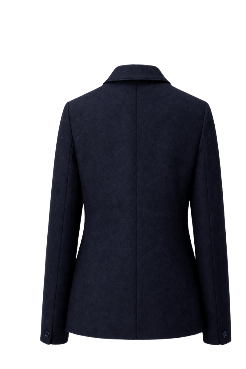 1980s Navy Blue Wool Blazer - Back View