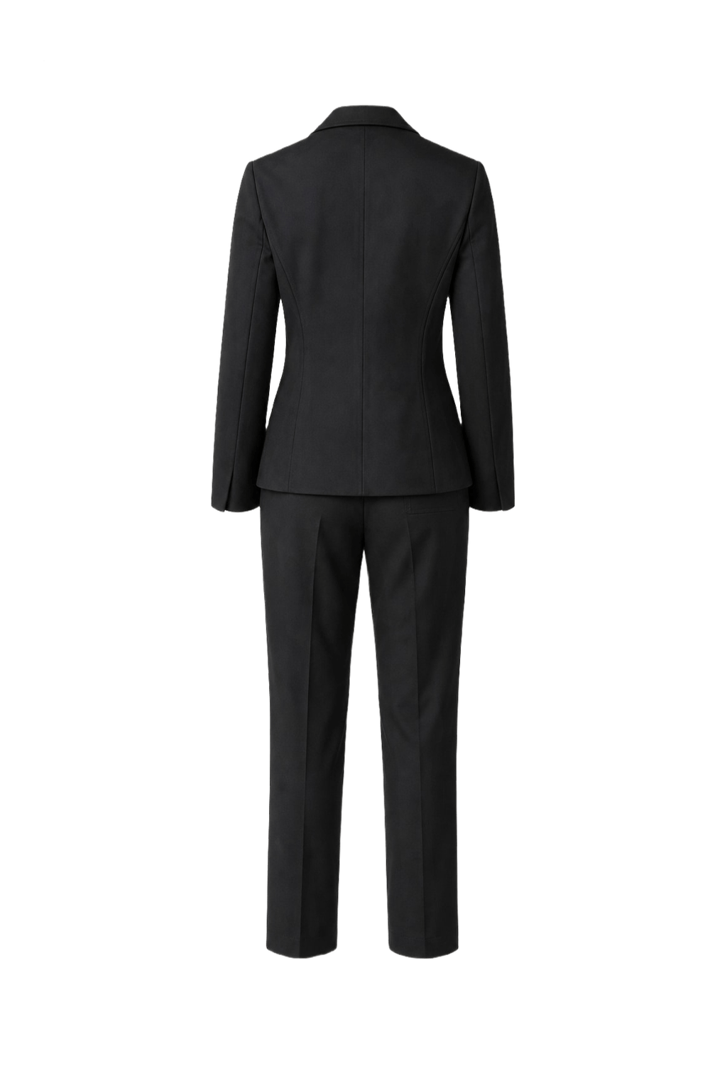 1990s Black Wool Blend Pantsuit - Back View