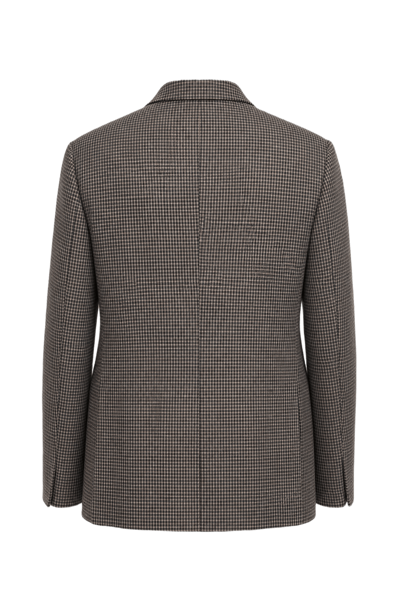 1980s Blue Check Wool Blend Blazer - Back View