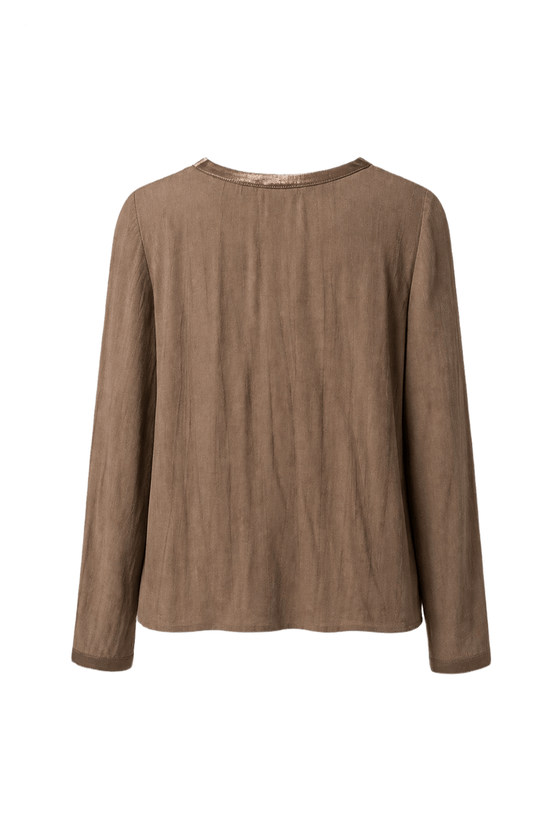 1990s Taupe Silk Blouse - Back View