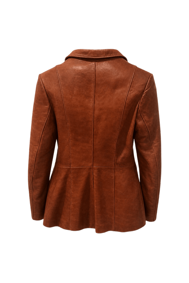 1980s Rust Brown Leather Jacket - Back View