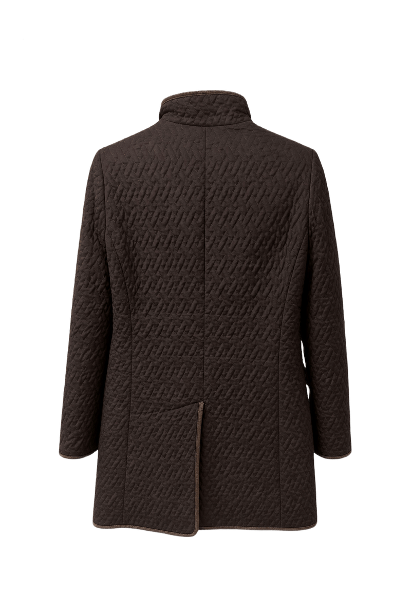 1990s Dark Brown Polyester Blend Coat - Back View