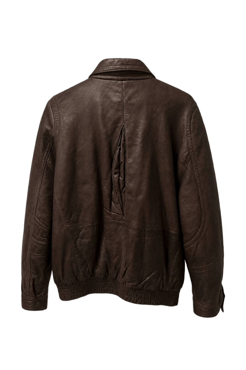 1980s Brown Leather Jacket - Back View