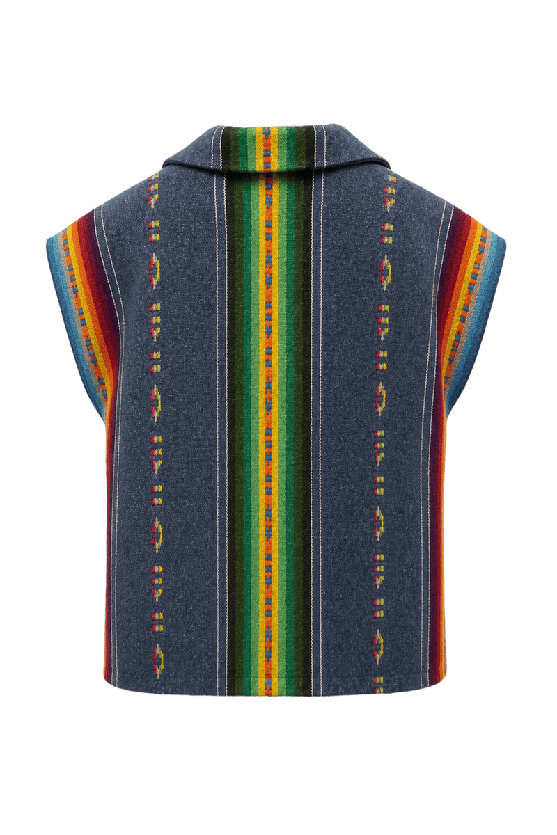 1970s Blue Cotton Vest - Back View