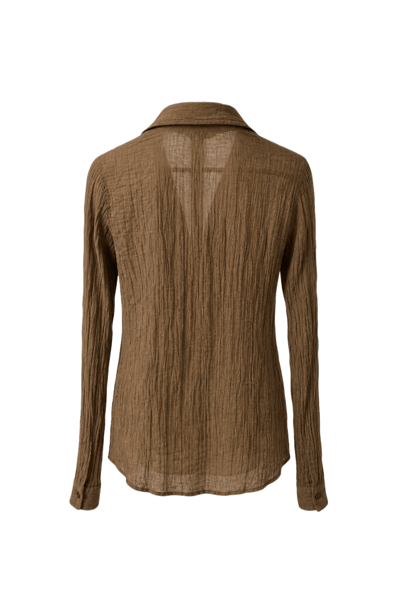 1990s Brown Cotton Blouse - Back View