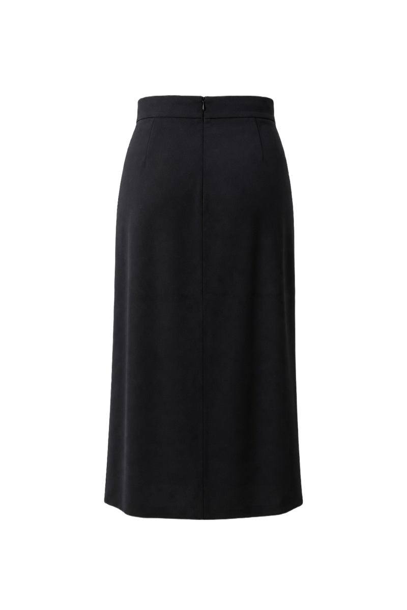 1990s Navy Blue Synthetic Skirt - Back View