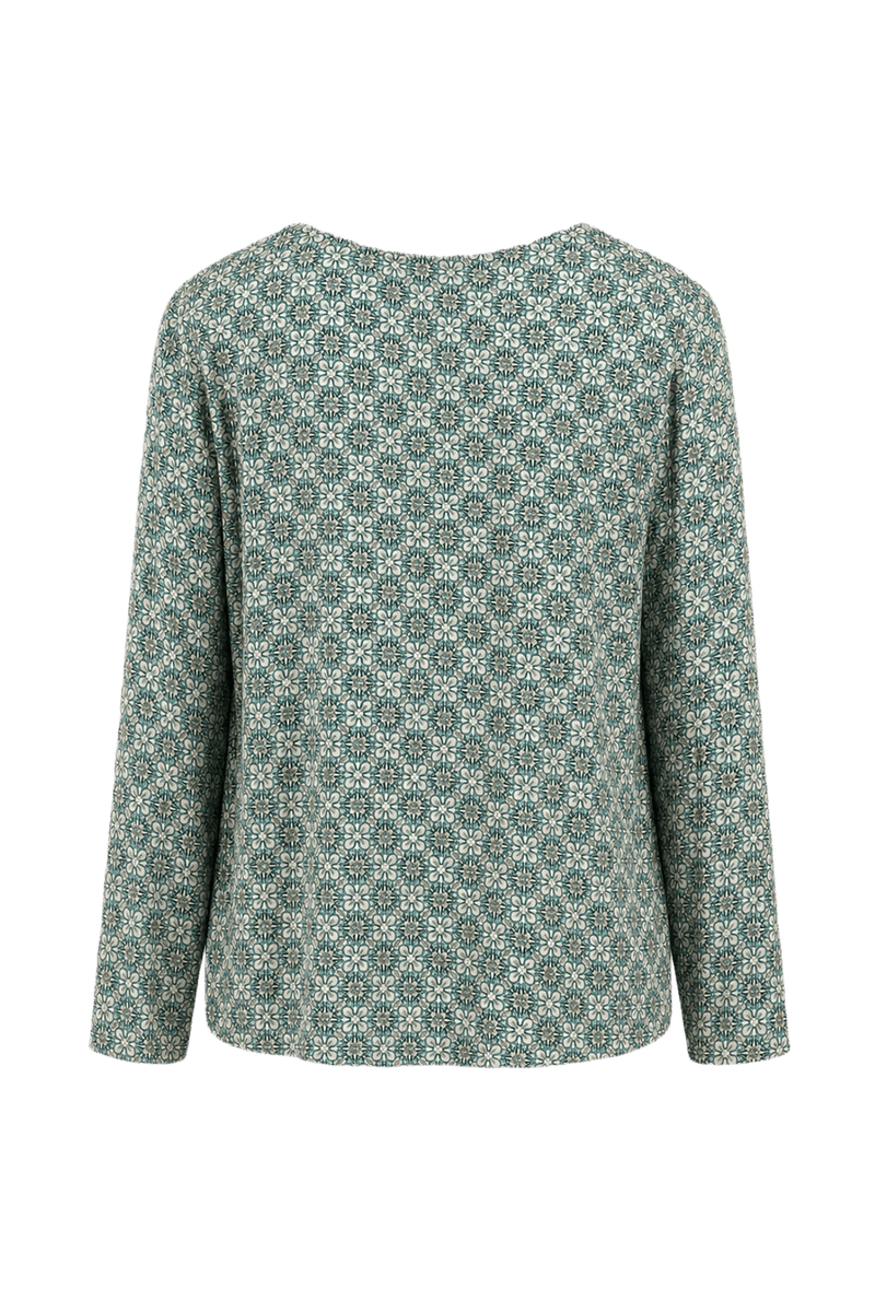 1980s Green Cotton Blend Blouse - Back View
