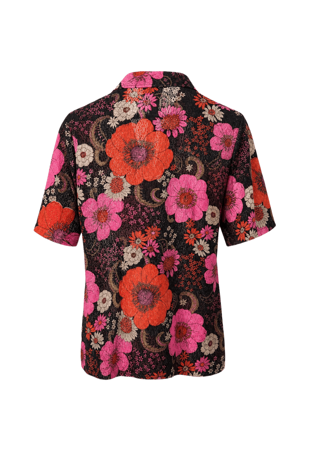 1970s Black Polyester Blend Blouse - Back View