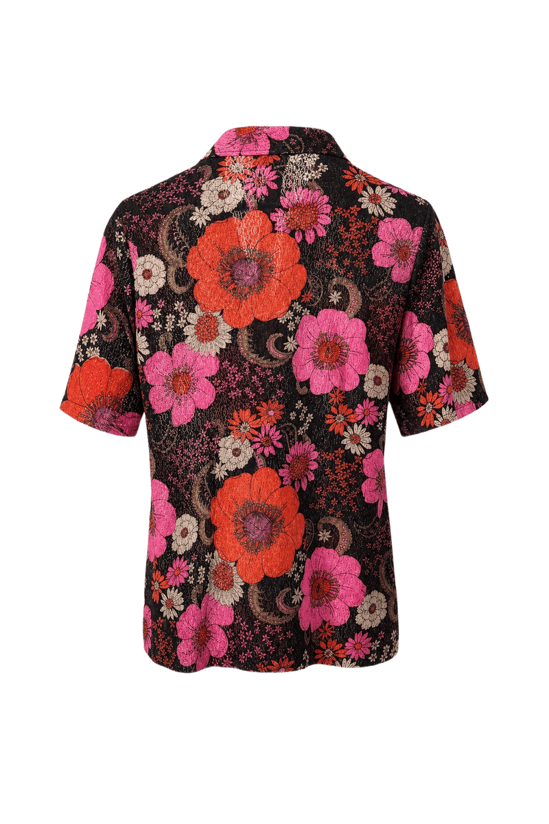 1970s Black Polyester Blend Blouse - Back View