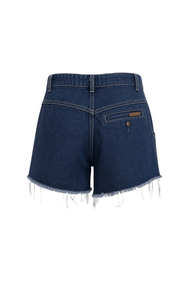 1980s Dark Blue Denim Shorts - Back View