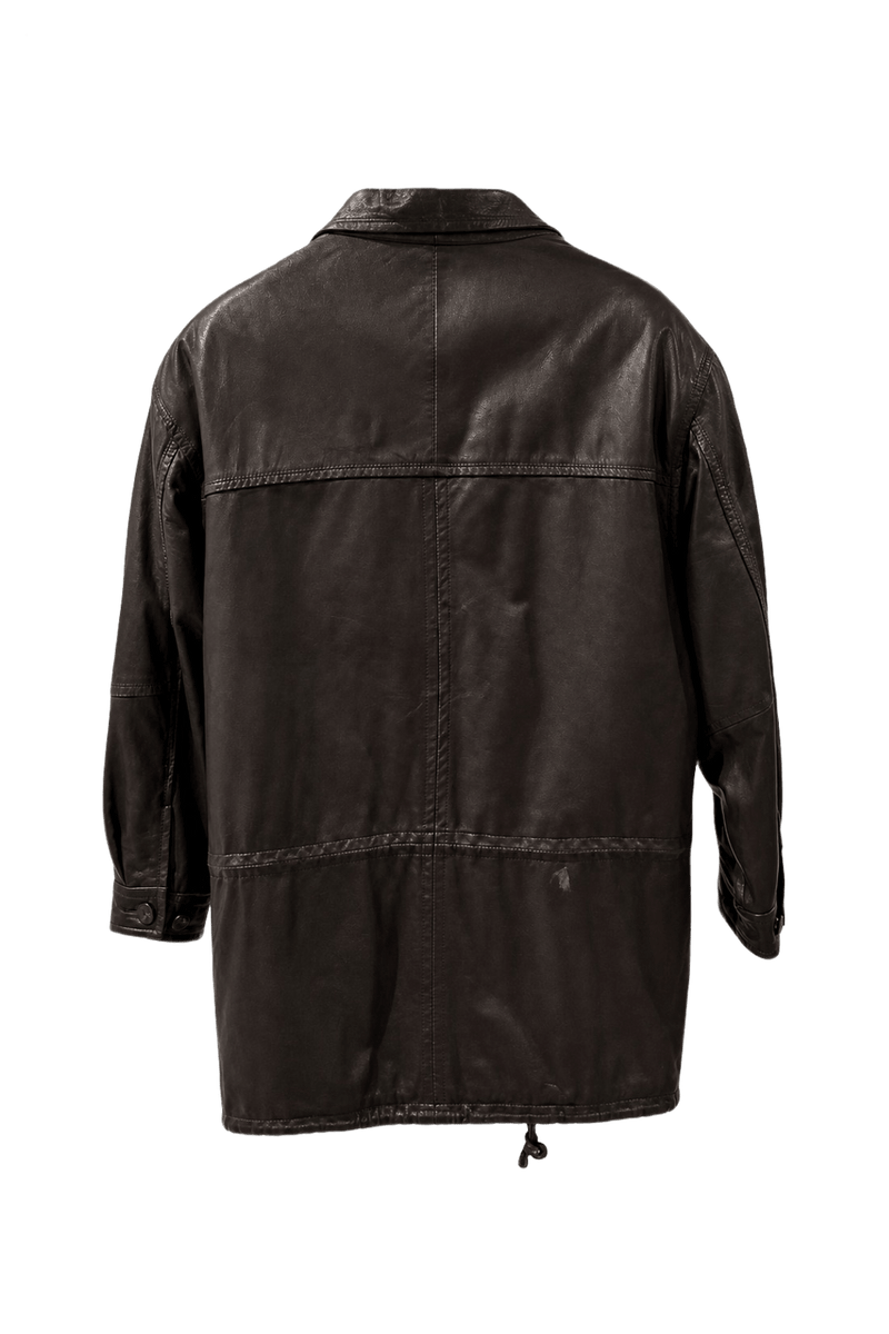 1980s Dark Brown Leather Jacket - Back View