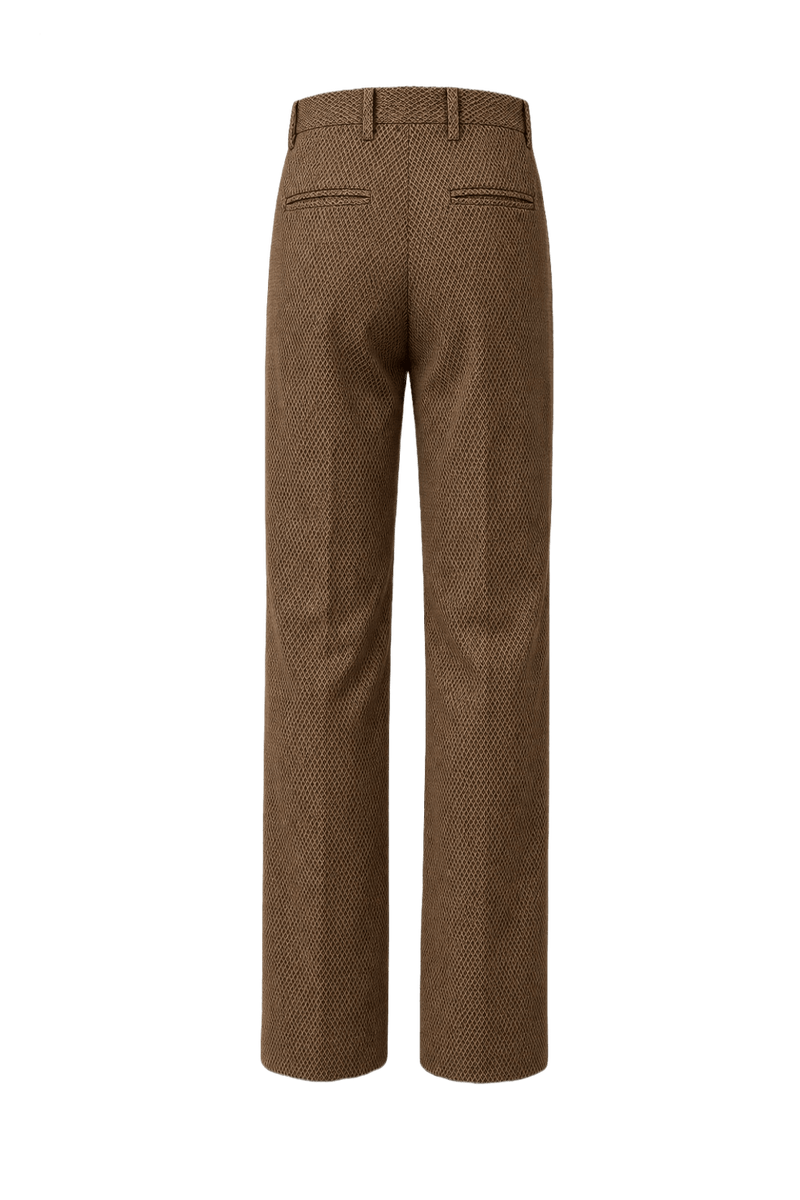 1970s Tan Synthetic Blend Trousers - Back View