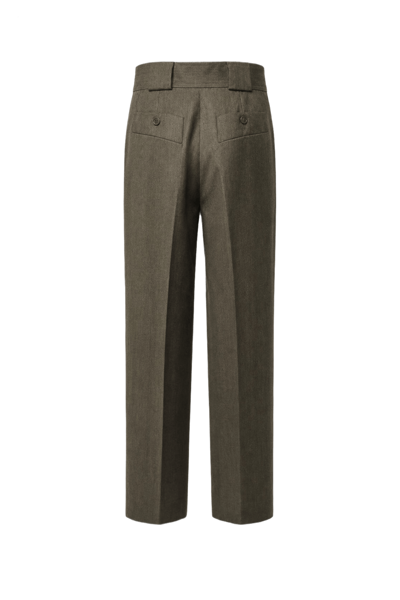 1970s Olive Green Wool Blend Trousers - Back View