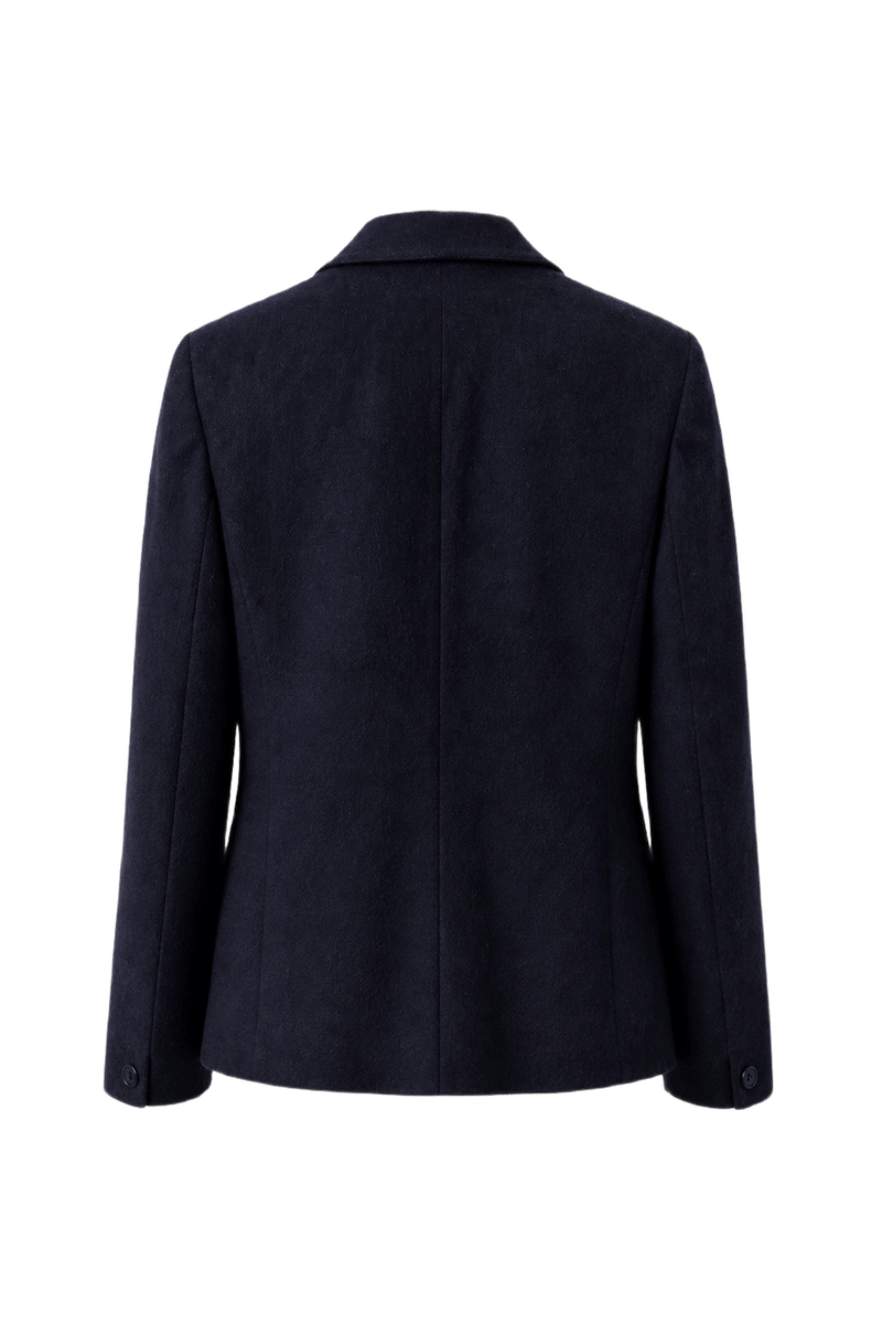 1980s Navy Blue Wool Blazer - Back View