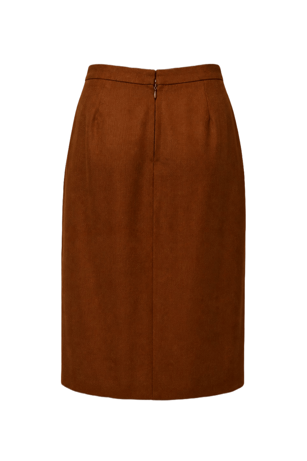 1980s Rust Polyester Skirt - Back View