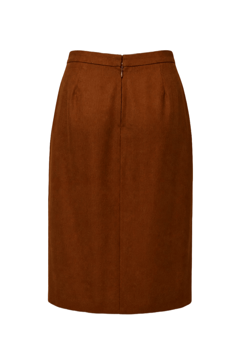 1980s Rust Polyester Skirt - Back View