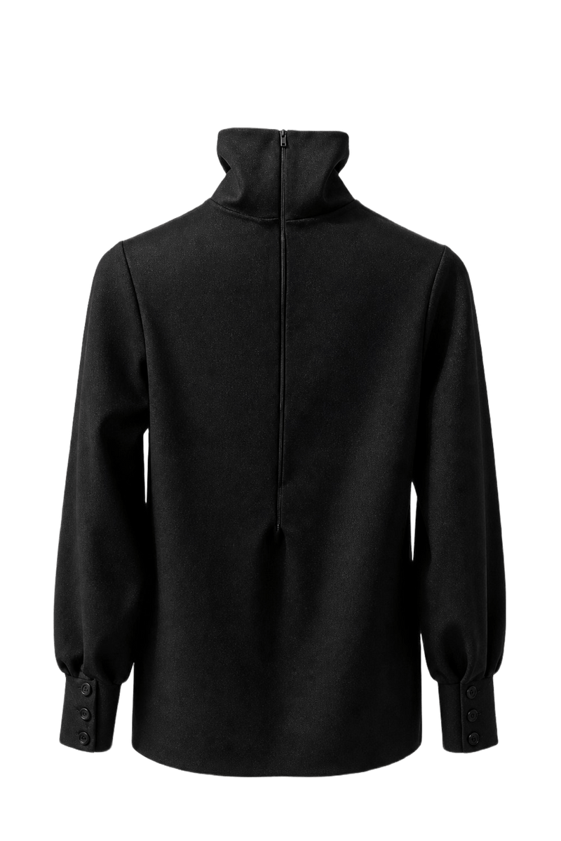 1960s Black Synthetic Blend Turtleneck - Back View