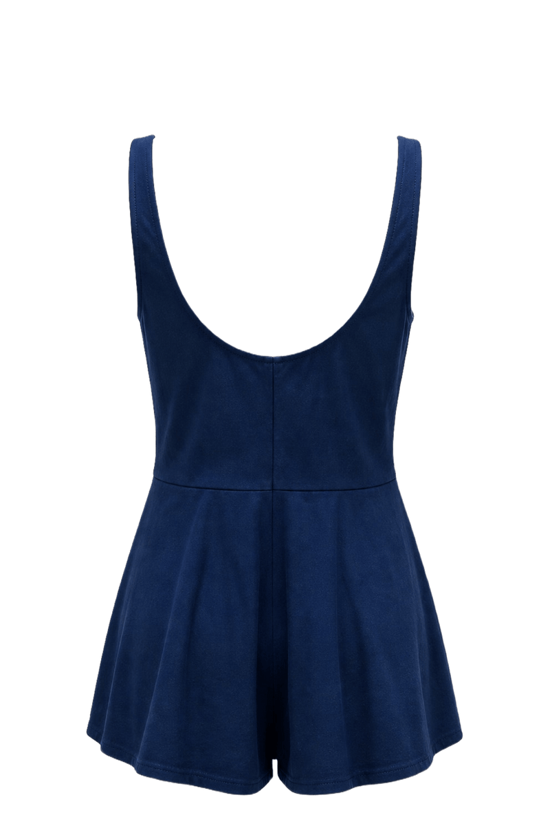 1960s Blue Synthetic Blend Mini Dress - Back View