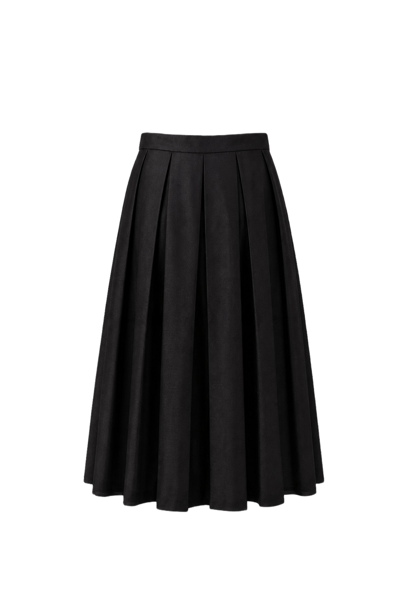 1960s Black Synthetic Blend Skirt - Back View