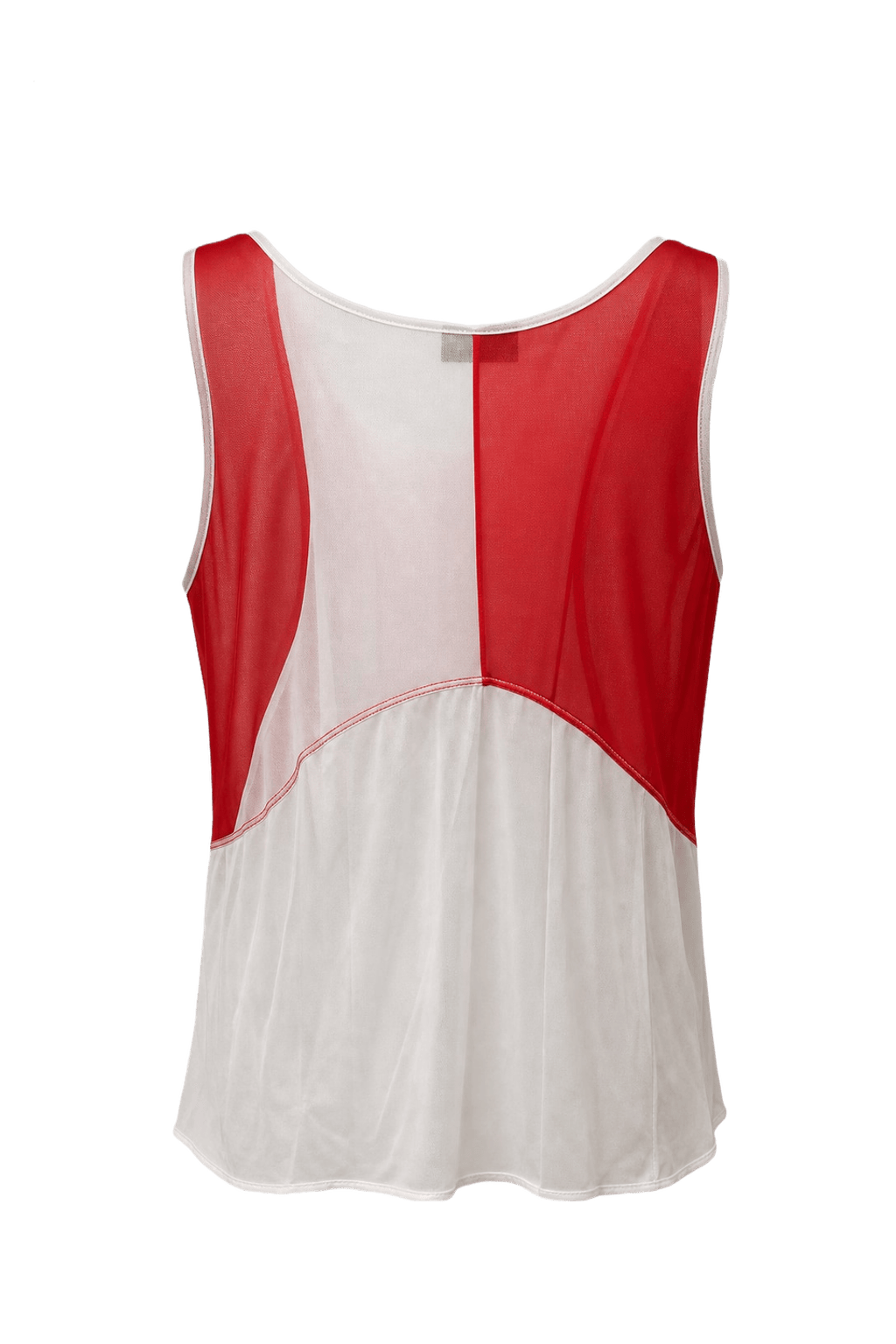 1980s Red White Synthetic Blend Tank Top - Back View