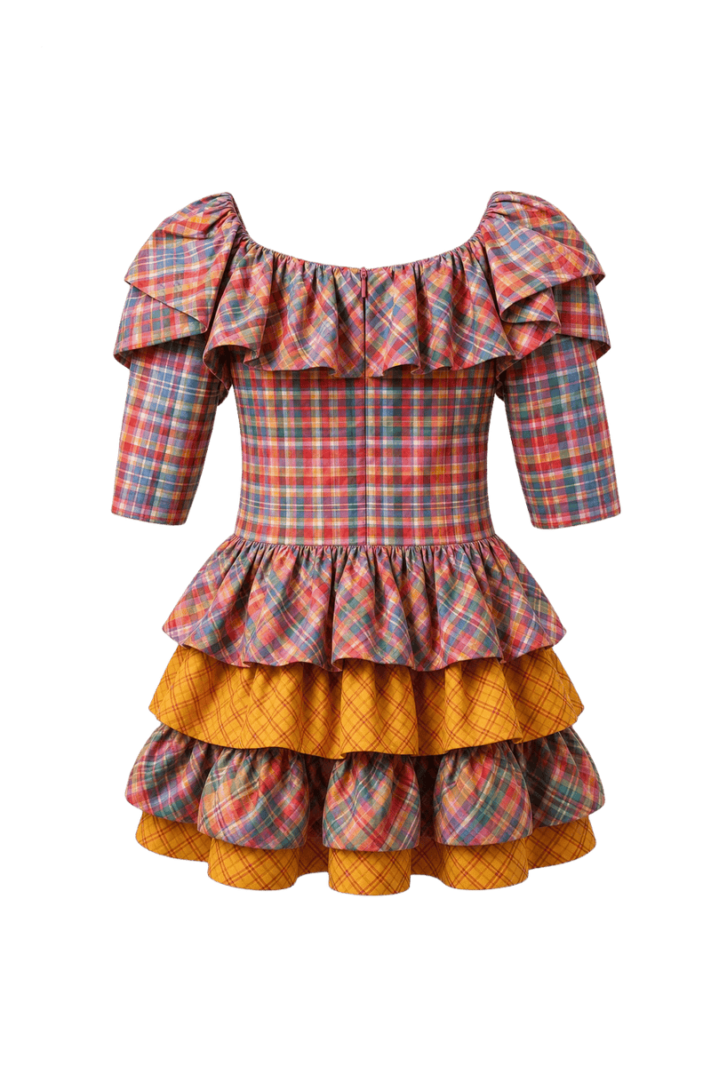 1960s Multicolor Synthetic Blend Dress - Back View