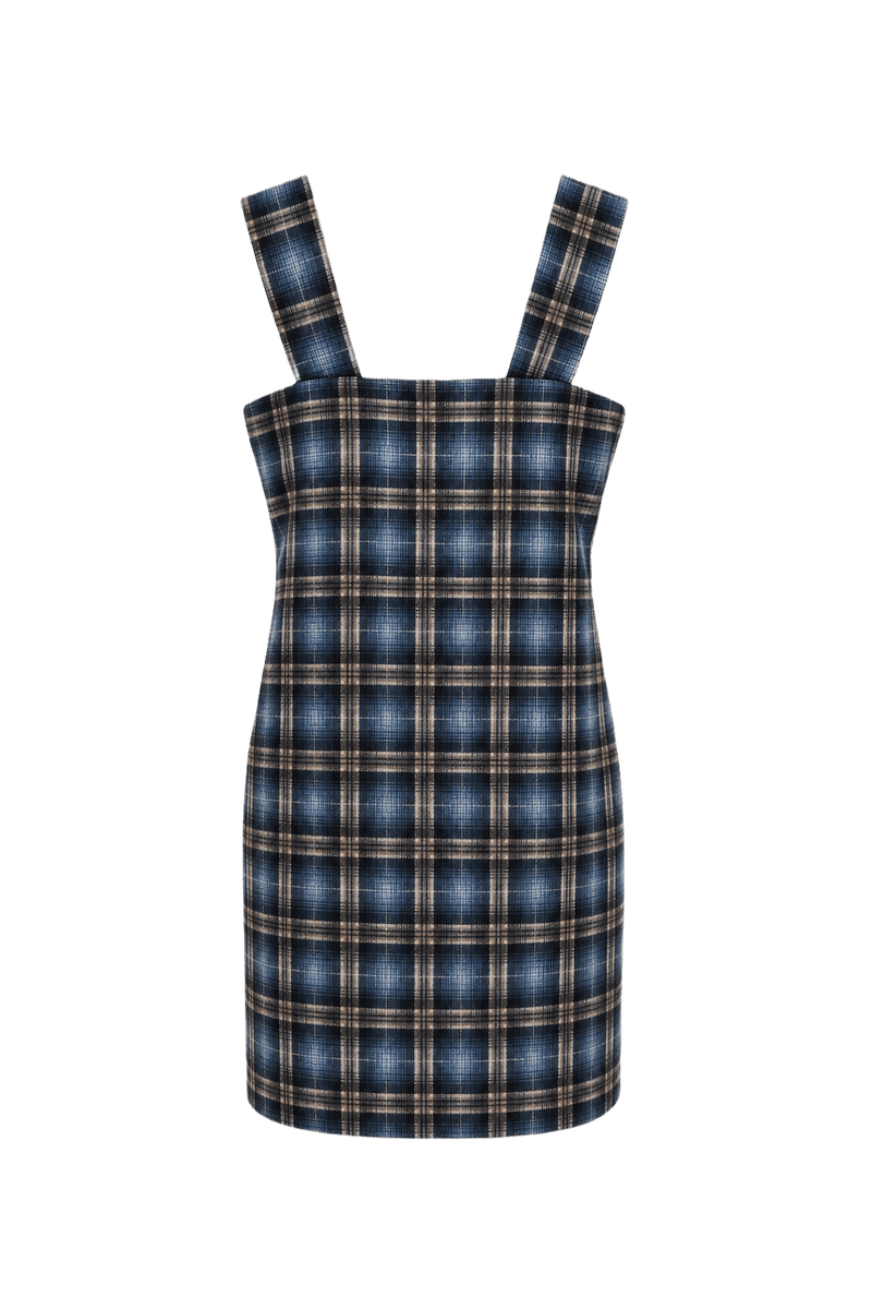 1960s Blue Cotton Blend Dress - Back View