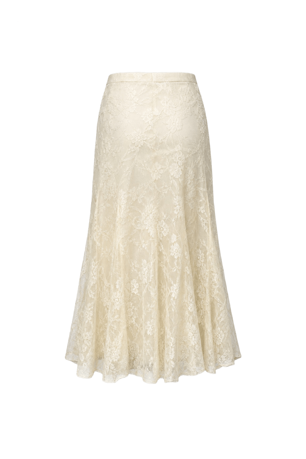 1980s Ivory Synthetic Blend Skirt - Back View
