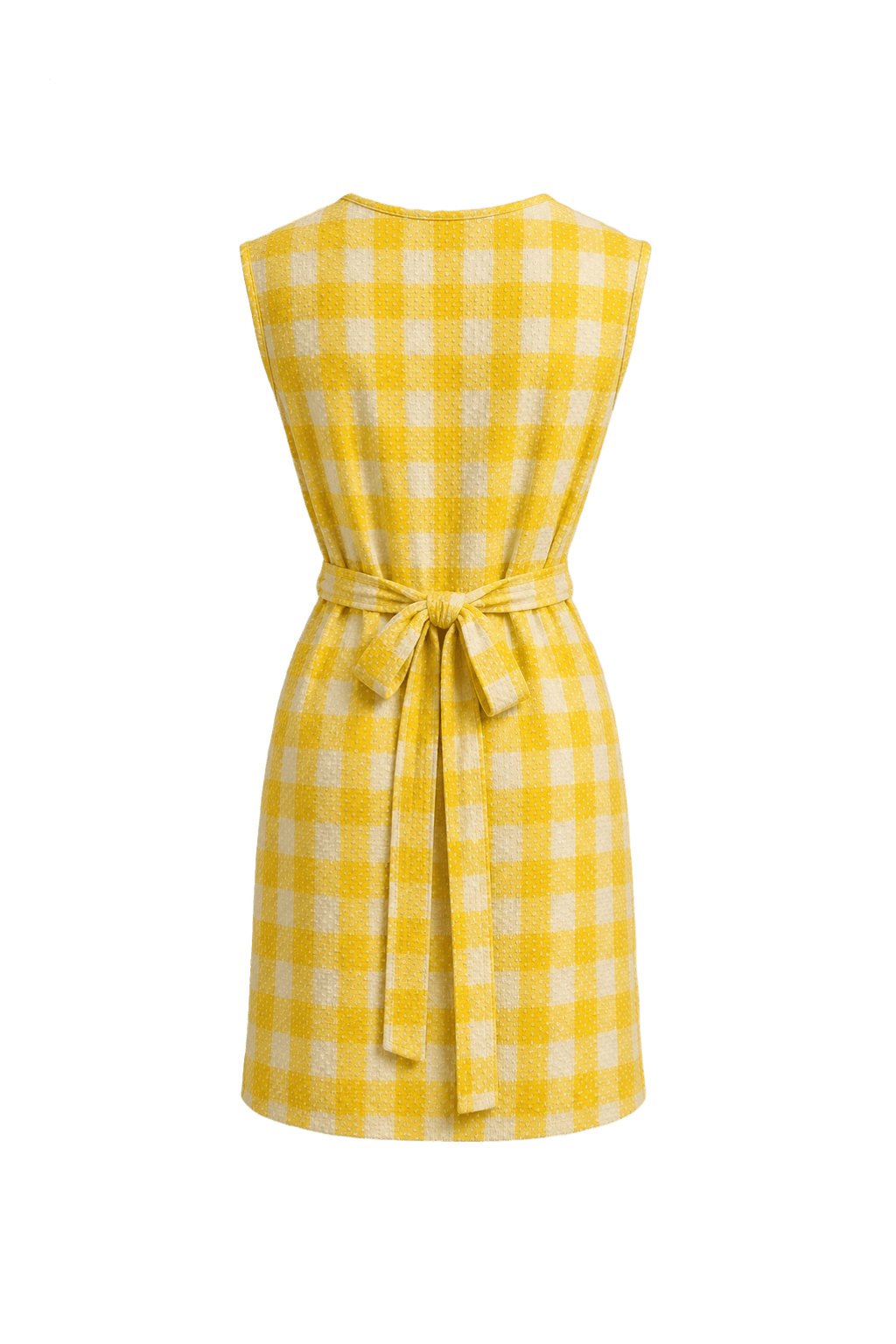 1960s Yellow Synthetic Blend Shift Dress - Back View