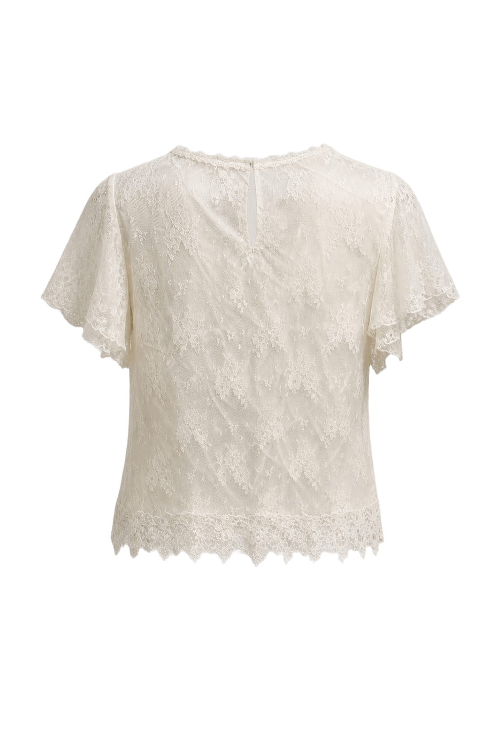 1980s Cream White Lace Blouse - Back View