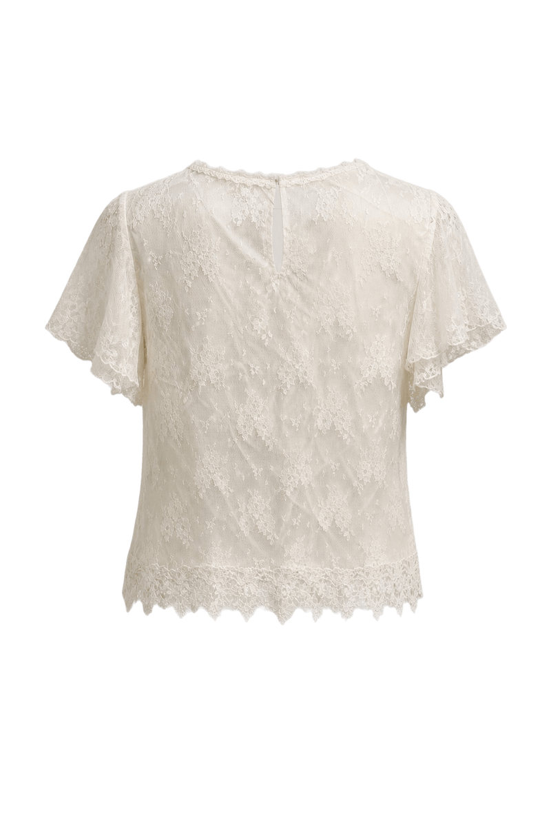 1980s Cream White Lace Blouse - Back View