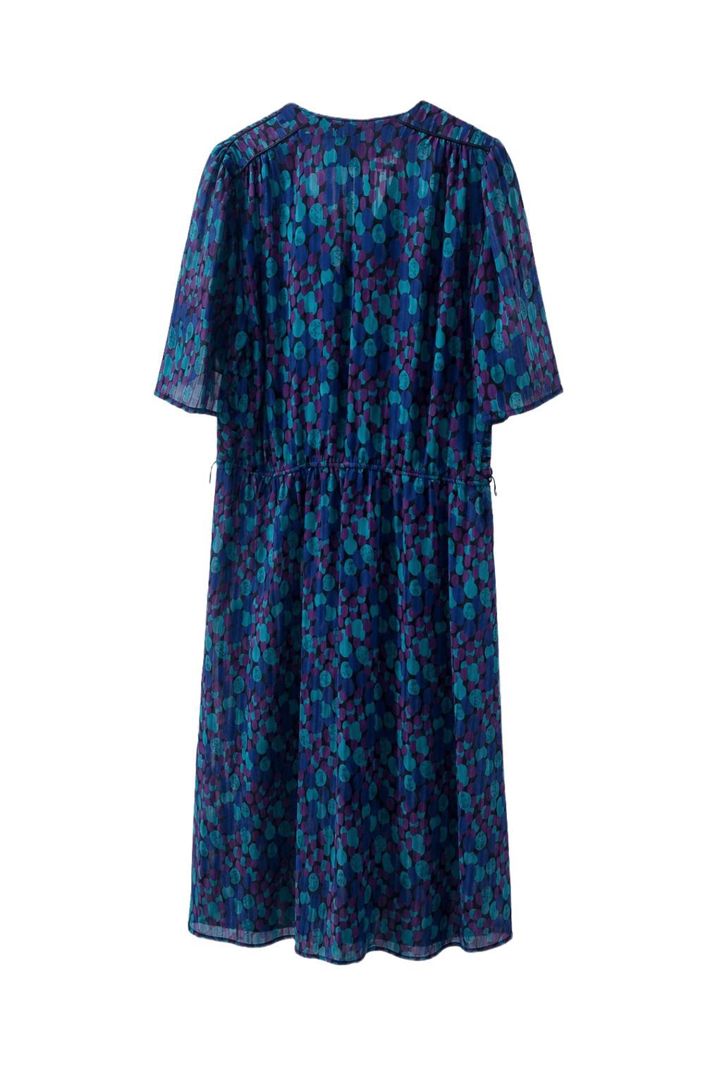 1970s Blue Synthetic Blend Dress - Back View