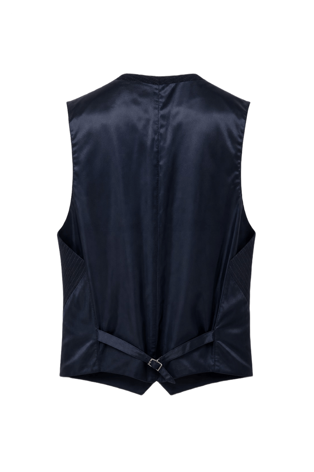 1970s Navy Blue Wool Blend Vest - Back View