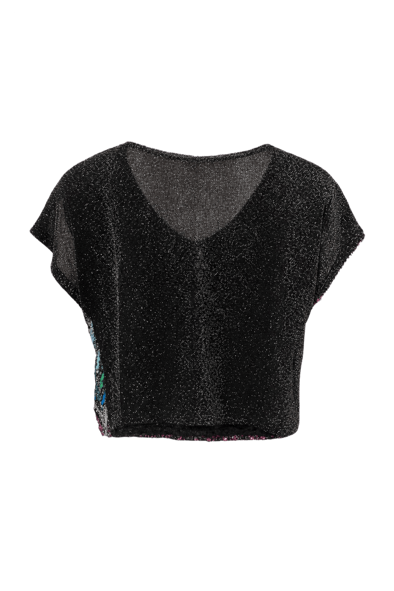 1980s Black Polyester Blouse - Back View