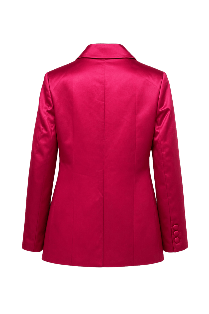 1980s Bright Pink Satin Blazer - Back View