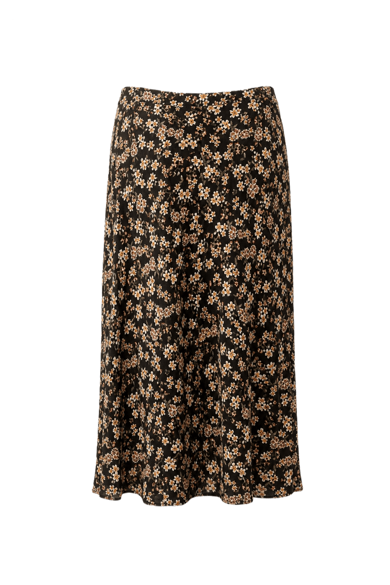 1970s Black Polyester Midi Skirt - Back View