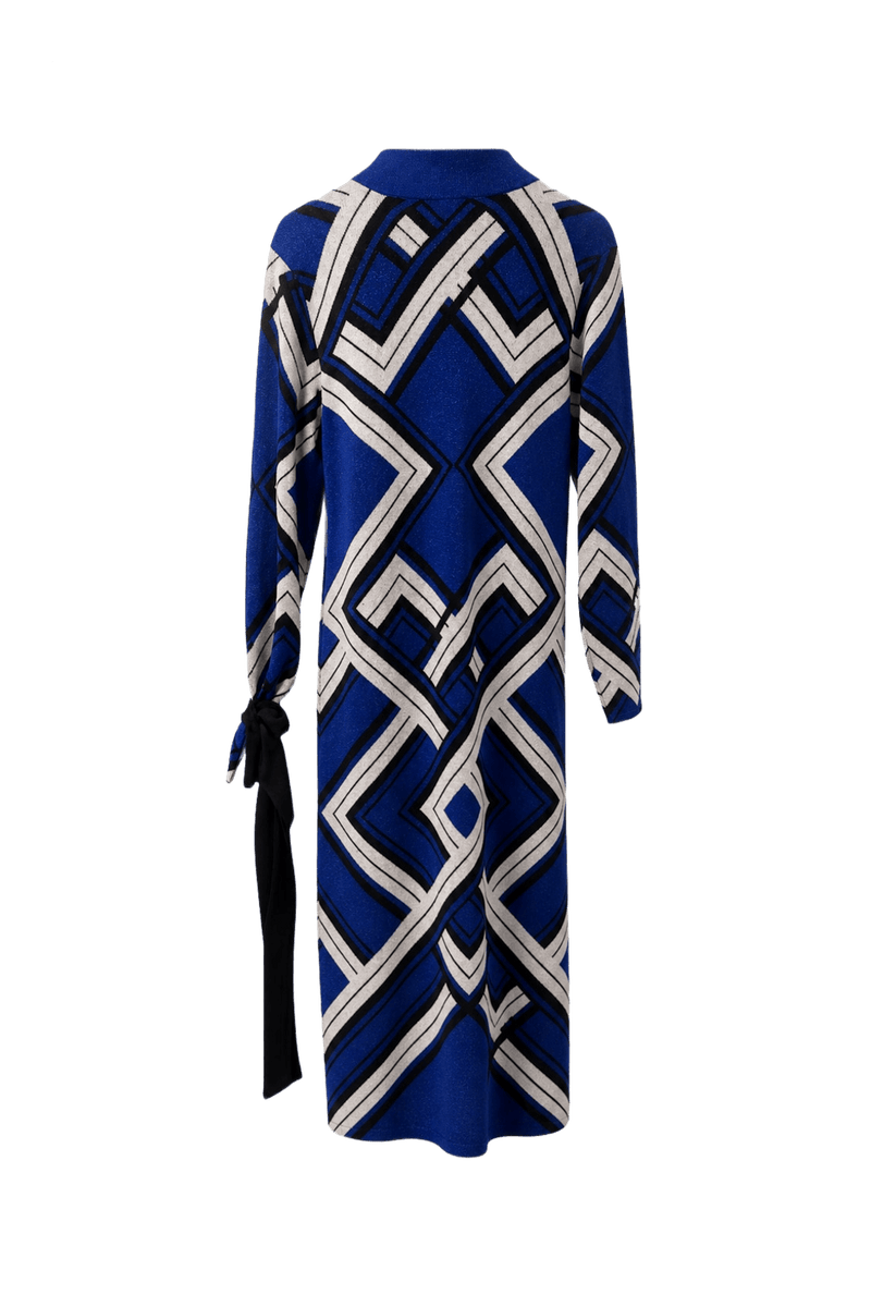 1980s Blue Synthetic Blend Dress - Back View