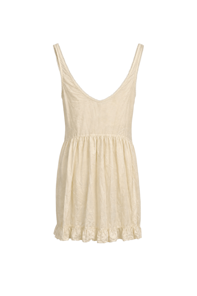 1920s Cream White Cotton Blend Mini Dress - Back View