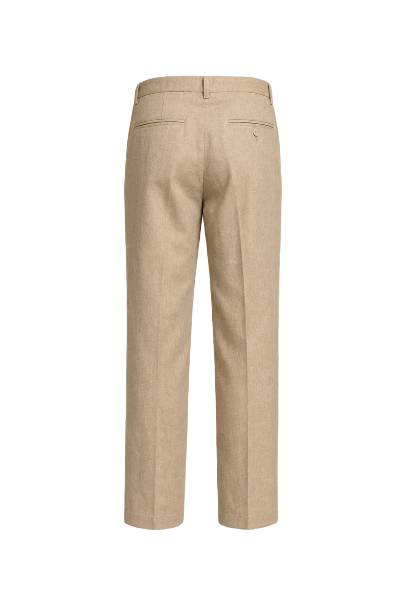 1980s Beige Cotton Blend Trousers - Back View